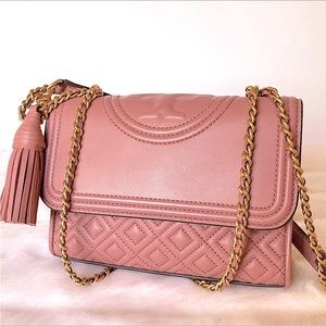 Authentic Tory Burch Fleming Pink Rose Shoulder Bag